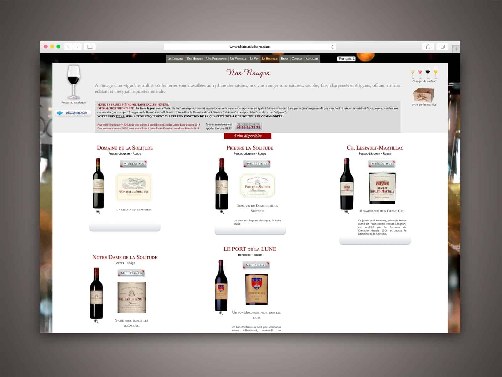 Domaine de la Solitude, choix des vins dans la boutique Domaine de la Solitude, choix des vins dans la boutique